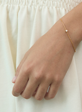 法式极简轻奢纯银极细锆石手链女