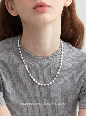 G/S 高级感哑光椭圆小银珠项链手链女小众设计时髦休闲串珠项链