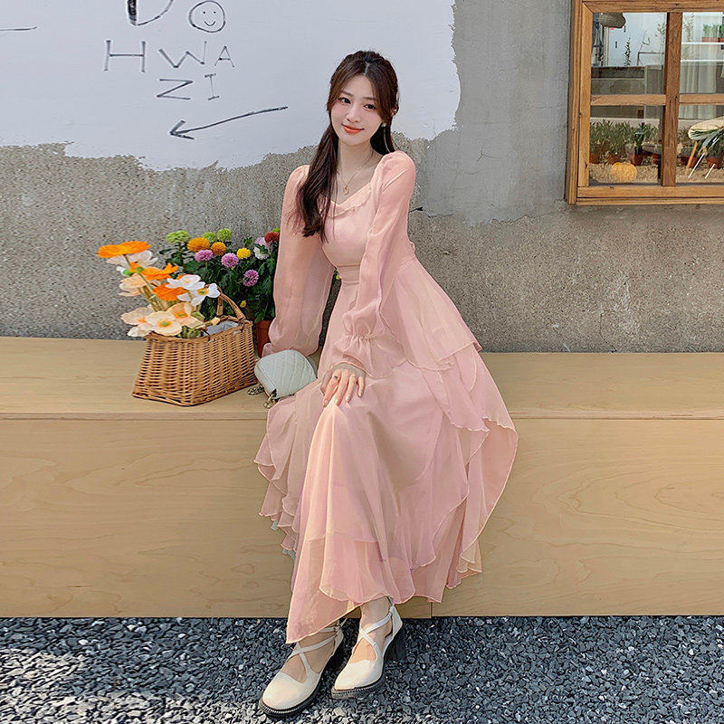 现货新款上市高腰优质圆领精品纯色疯狂促销常规2024夏仙女连衣裙