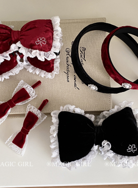 赫本风气质丝绒水钻珍珠发箍女高级感百搭压发箍黑色红色头饰发饰