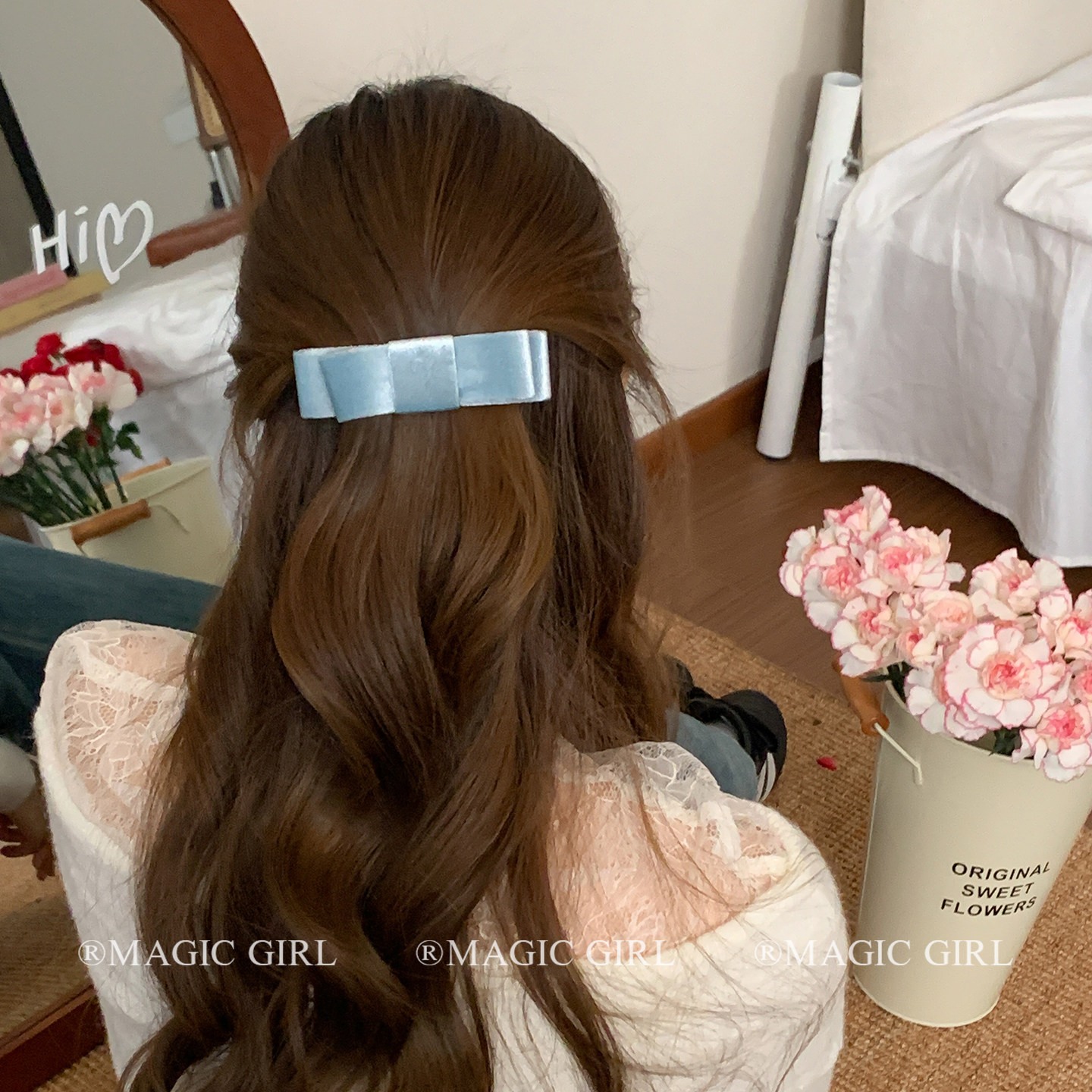 粉色立体丝绒蝴蝶结发夹女小众百搭弹簧夹发饰甜美发卡半扎发头饰,淘宝优惠券,粉丝福利购,淘宝优惠卷