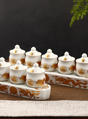 陶瓷双龙三连杯供水杯供佛五连杯