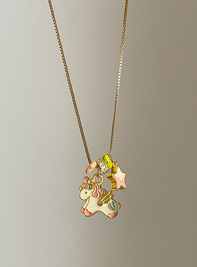 天马流星独角戏流苏项链女彩色多巴胺气质可爱甜美时尚颈链锁骨链