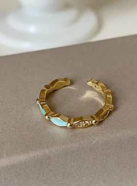 高级感滴油花朵开口戒指女小众温柔简约潮流轻奢时尚百搭指环戒子