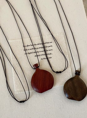 复古新中式木质酒壶黑绳长款项链女个性独特气质百搭颈链毛衣链