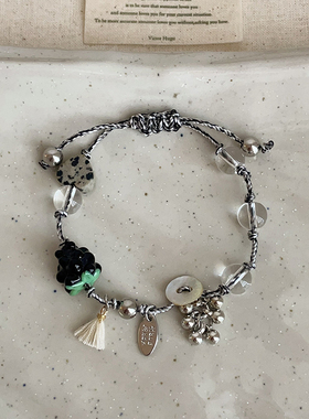 新中式天然石串珠编绳手链女简约个性时尚潮流气质百搭手环手饰