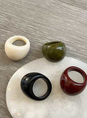 韩国ins博主同款椭圆树脂扳指戒指女个性时尚气质百搭指环戒子