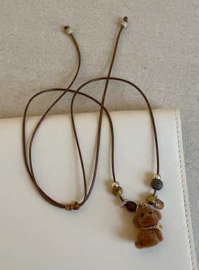 设计感爱心木马星球咖绳抽拉项链女复古轻奢时尚潮流颈链毛衣链