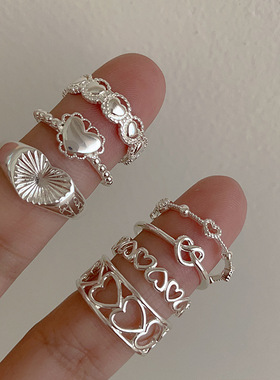 金属爱心戒指女法式复古