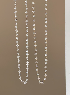 简约百搭几何三角形碎钻水晶串珠项链女高级感气质时尚颈链锁骨链