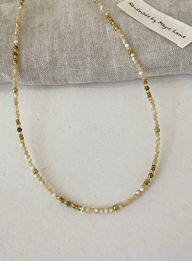 轻奢高级感贝母天然石串珠项链女简约优雅时尚精致百搭颈链锁骨链