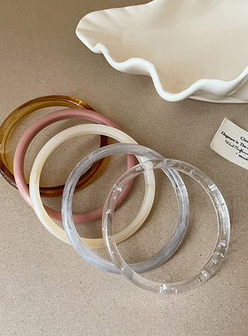 极简风窄版圆条树脂手镯女高级百搭个性时尚潮流气质通勤手环手饰