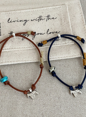 小众设计感小马天然石编织绳手链女简约百搭气质高级感手环手饰