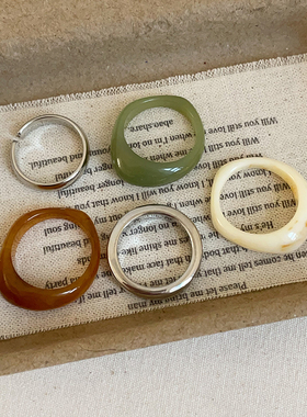 简约高级感几何不规则树脂戒指女韩国小众个性时尚百搭指环戒子