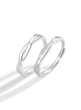 莫比乌斯足银999情侣戒指男女小众设计轻奢款锆石戒环七夕ins对戒