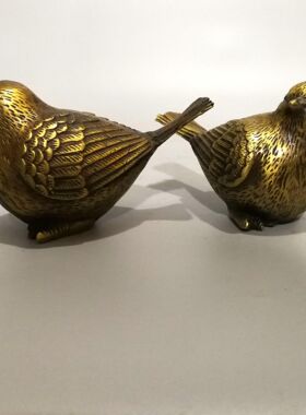 包邮铜麻雀一对 铜家雀小鸟小麻雀摆件家居装饰礼品古玩收藏