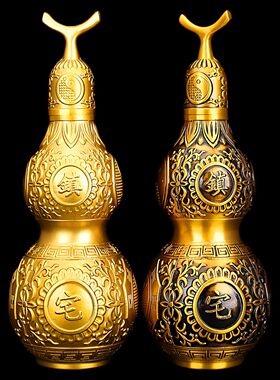 铜葫芦摆件黄铜开口开盖大小号压铸八卦开口葫芦家居礼品摆件