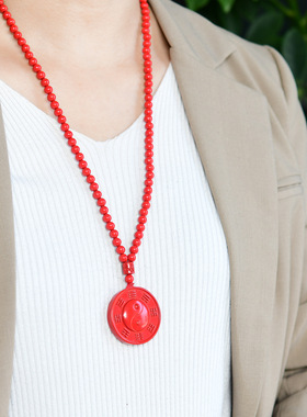 帝王砂太极八卦吊坠朱砂挂件本命年低含量朱砂挂件生肖礼物珠链