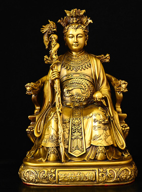 黄铜玉皇大帝王母娘娘铜像摆件玉帝王母一套坐像家居佛堂供具摆件