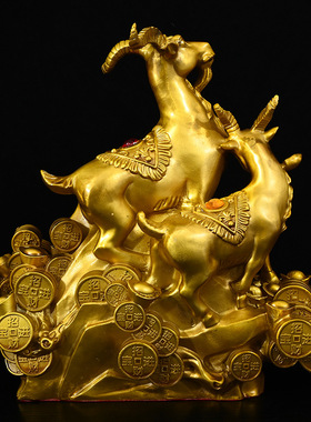 黄铜三羊开泰摆件铜三阳开泰羊摆件十二生肖羊客厅办公室装饰礼品