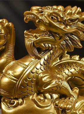 金龙摆件木质家居客厅装饰品实木黄色神龙十二生肖木制龙家用风水