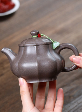 分销一件宜兴紫砂原矿青灰段名家半手工制作筋纹潘壶功夫茶具