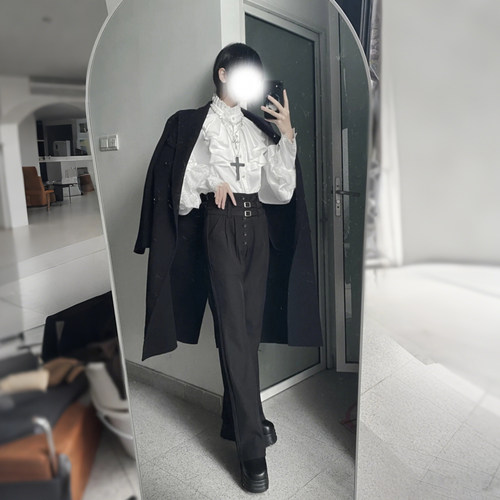 骑士裤外穿哥特风lolita复古中世纪基佬装王子系穿搭设计感西服裤 - 图0