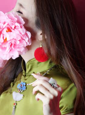 承李李手工雕刻纯银镶嵌流苏戒指