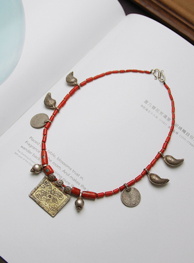 承李李原创设计纯银有机红宝项链