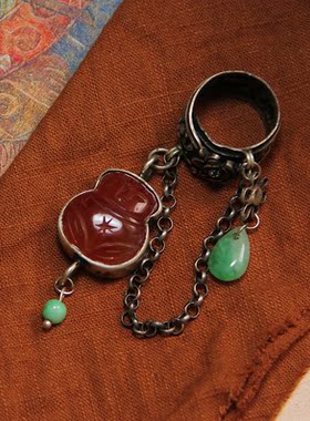 原创设计玛瑙翡翠珠宝玉石戒指