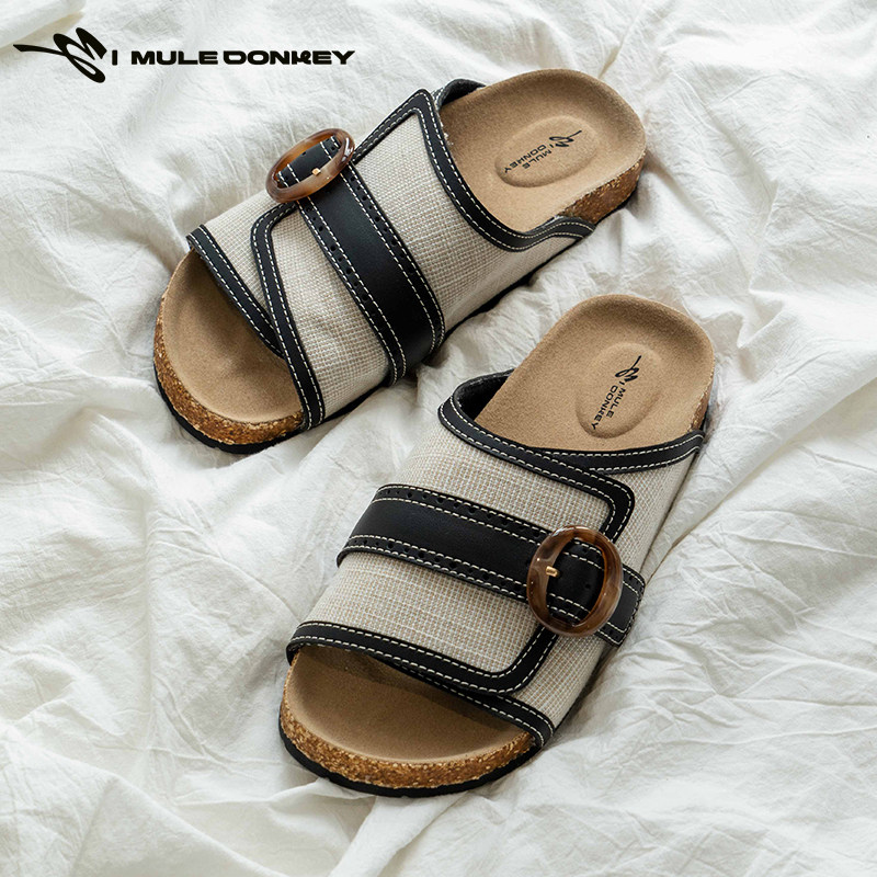 多嘴驴Donkey双扣勃肯拖鞋女款夏季一脚蹬懒人凉鞋厚底休闲一字拖,淘宝优惠券,粉丝福利购,淘宝优惠卷