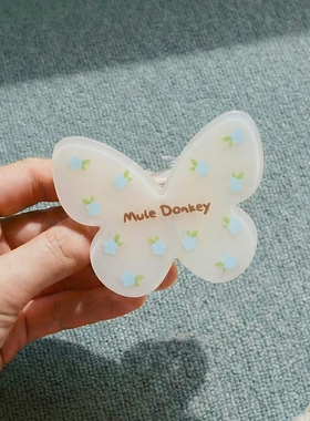 多嘴驴Donkey白色碎花蝴蝶发夹女发福蝶系列森系侧边后脑勺刘海夹