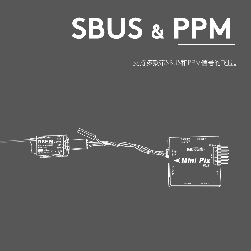 RadioLink乐迪R8FM迷你接收机8通道竞速飞机SBUS/PPM信号T8S/T8FB - 图2