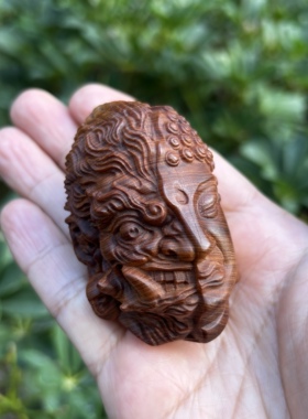 天然陈化料崖柏木雕刻佛魔一念之间手把件随身盘玩文玩桌面小摆件