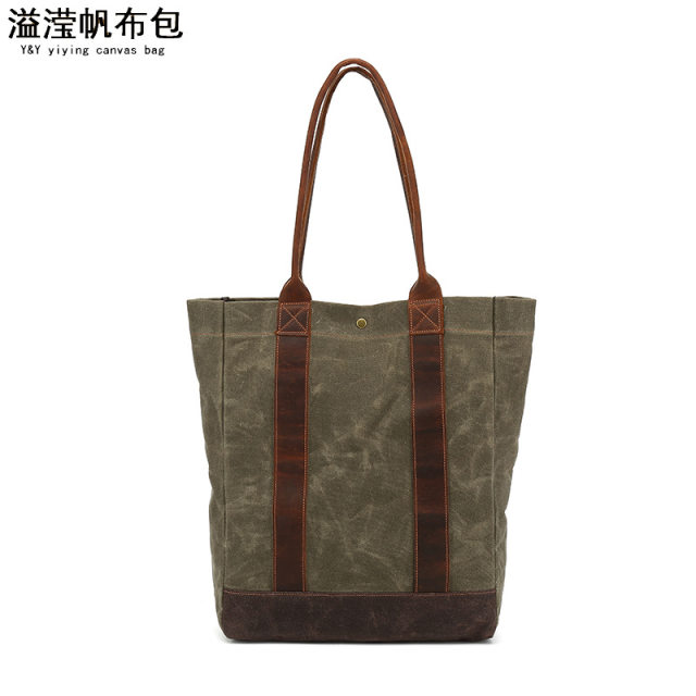 Casual oil wax canvas women's handbag single shoulder crossbody