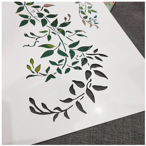 叶子随风镂空型板涂抹创意美术涂鸦叶子拓印模板270-图3