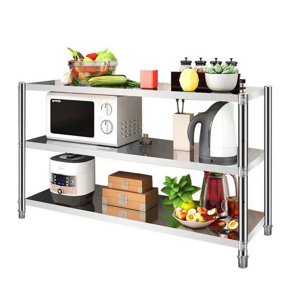 Stainless steel kitchen rack floor-to-ceiling multi-layer shelf microwave oven pot bowl rack storage storage shelf oven cabinet