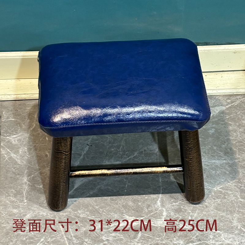 美式乡村实木长方小凳子家用客厅茶几沙发软矮凳门口换鞋凳免安装 - 图1