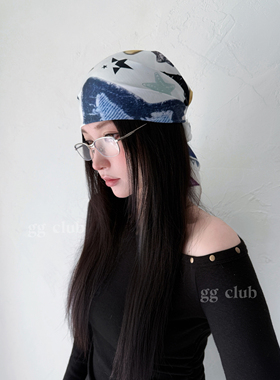 橘橘部落格  自制星星涂鸦丝巾方巾辣妹音乐节头巾春夏韩系小众