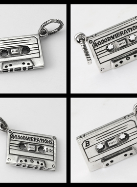 Good Vibrations925纯泰银个性录音带老磁带卡带怀旧项链小吊坠女