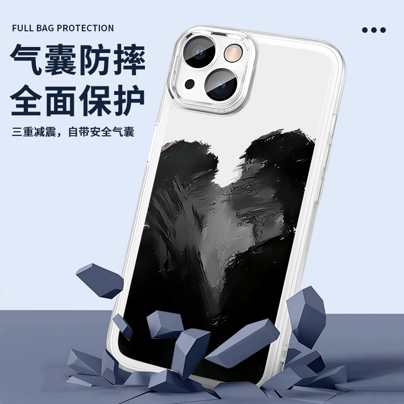 抽象艺术手机壳苹果14华为mate60艺术亲吻iPhone15promax轻吻OPPO英文vivo13小米12艺术家联名12潮牌40适用11 - 图3