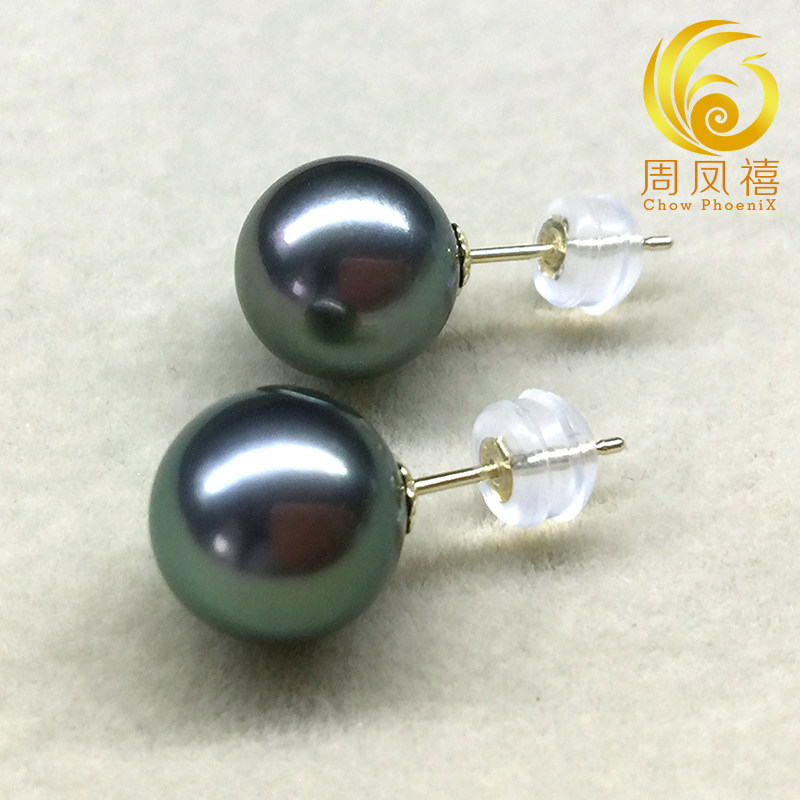 进口大溪地黑珍珠耳钉天然海水珠18K黄金耳环正圆经典款正品气质,淘宝优惠券,粉丝福利购,淘宝优惠卷