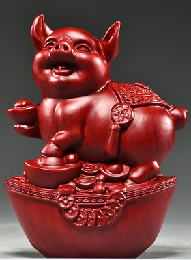 红色木头十二生肖全实木制鼠牛虎兔龙蛇马羊猴鸡狗猪吉祥物