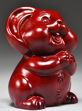 红色木雕祝福新古典客厅木头实木