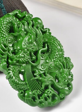 绿色桃木实木飞龙吊坠挂件木头十二生肖木质龙吉祥物装饰工艺品品