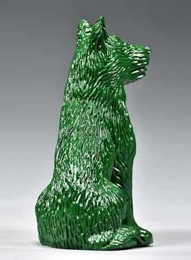 绿色木雕狗摆件十二生肖狗摆设家居客厅电视柜办公装饰红木工艺品