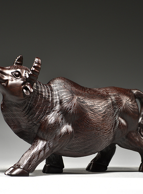 黑檀木雕牛摆件实木m质雕刻动物生肖家居客厅装饰开业红木工艺礼