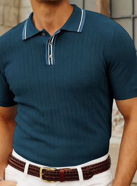 欧美男装短袖针织衫毛织PoloT恤