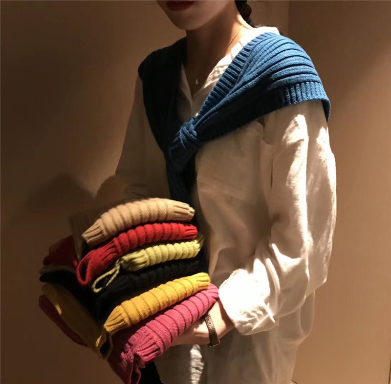 秋许旗舰店网红同款线女友披肩空调房小搭肩打结针织围巾衬衫女春夏护颈围脖0