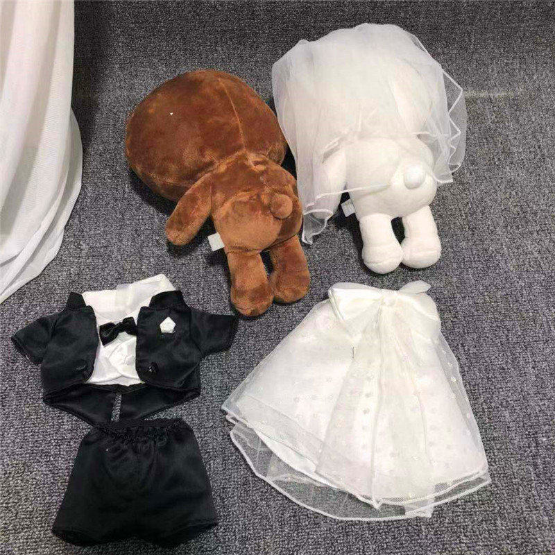 新品婚纱礼服可妮兔一对车头结婚礼物公仔情侣压床娃娃玩偶